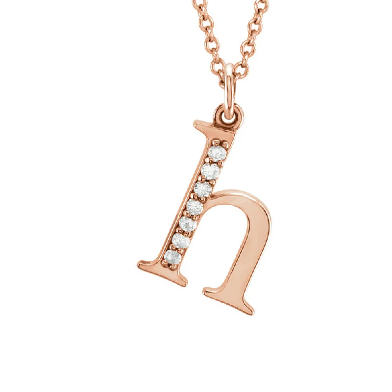 Chic Gold Necklace for Fashionistas-The Abbey 14k Rose Gold Diamond Lower Case Initial 'h' Necklace 16 In