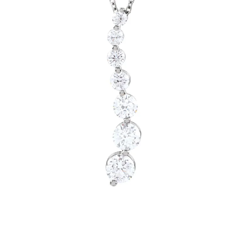 Handcrafted Necklace for Wedding Gifts-14k White Gold & Diamond 7-Stone Journey Necklace, 18 Inch