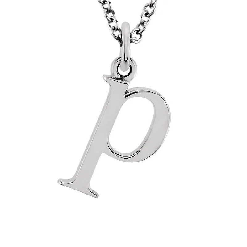 Elegant Pendant Necklace for Weddings-The Abbey Lower Case Initial 'p' Necklace in 14k White Gold, 16 Inch