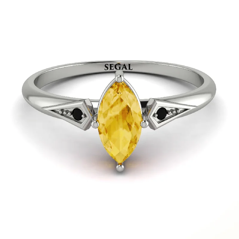 Large Ruby Ring for Women-Marquise Citrine Geometrical Engagement Ring - Reese No. 609