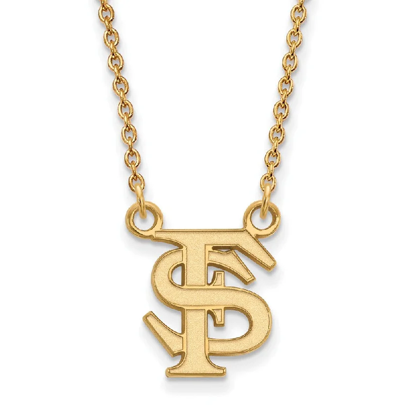 Stylish Necklace for Daily Wear-10k Yellow Gold Florida State Small 'FS' Pendant Necklace