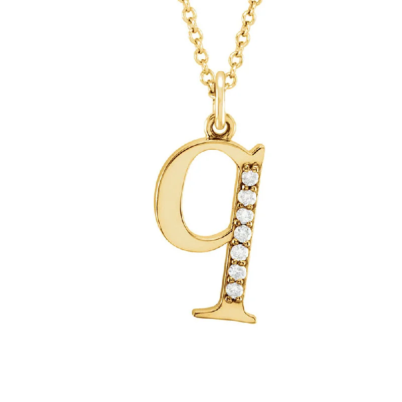 Colorful Gemstone Necklace-The Abbey 14k Yellow Diamond Lower Case Initial 'q' Necklace 16 Inch