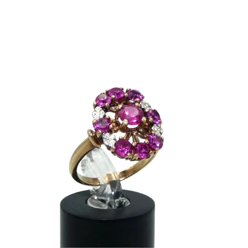 Black Diamond Ring for Men-10K Ruby and Diamond Ring