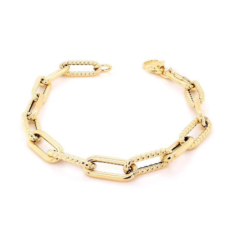 Chunky Crystal Bracelet for Bold Fashion-YELLOW GOLD PAPER CLIP STYLE BRACELET