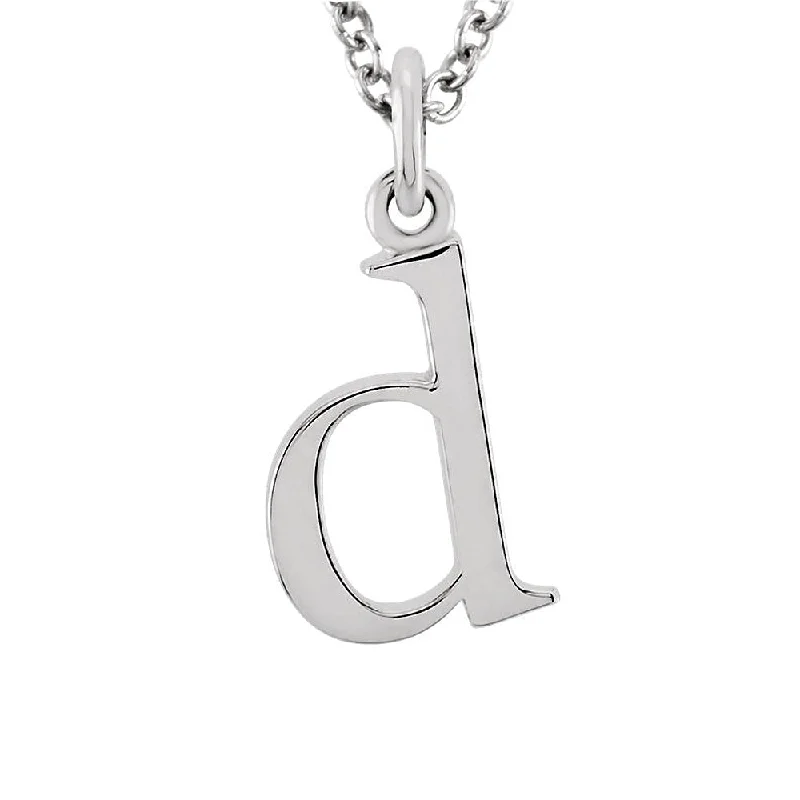 Large Statement Necklace for Occasions-The Abbey Lower Case Initial 'd' Necklace in 14k White Gold, 16 Inch