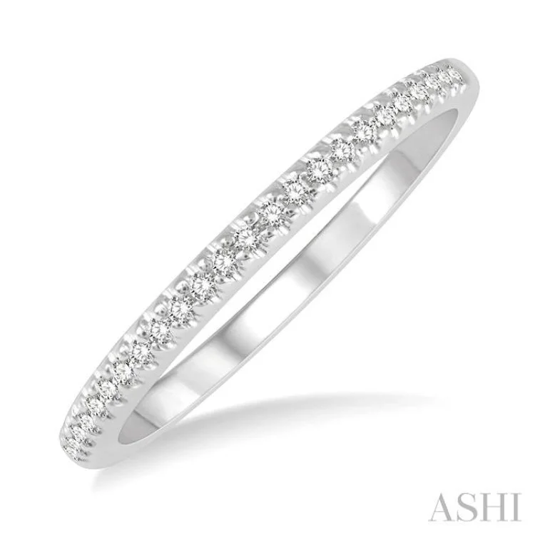 Adjustable Ring for Casual Style-1/10 Ctw Round Cut Diamond Wedding Band in 14K White Gold