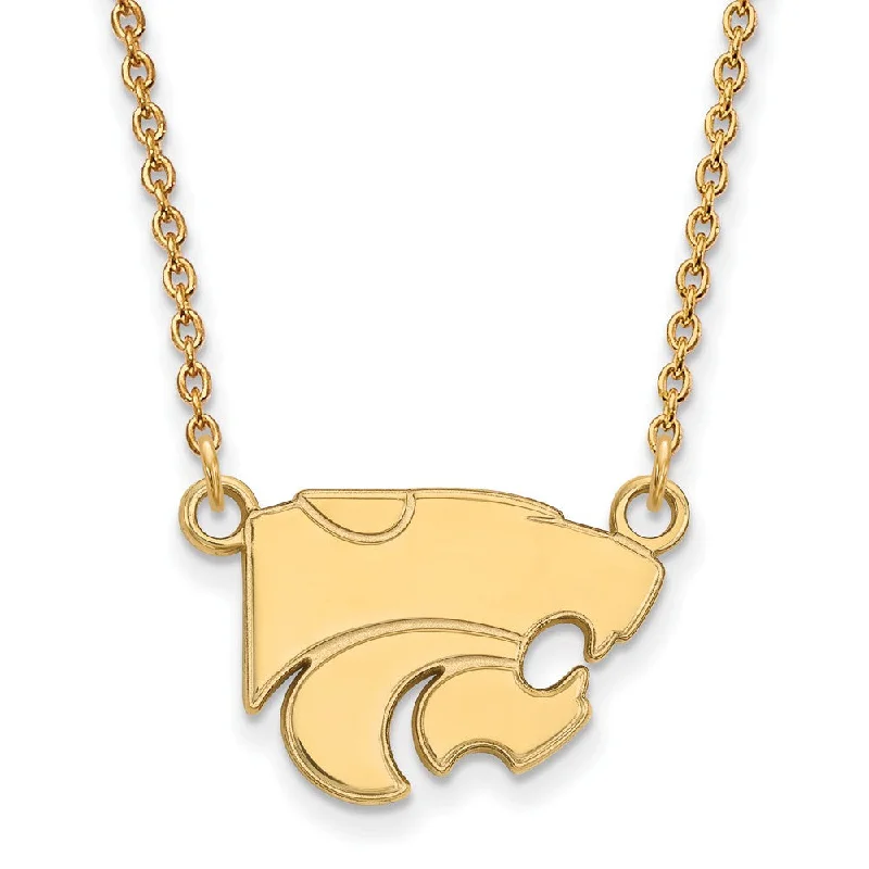 Classic Necklace for Women-14k Gold Plated Silver Kansas State Sm Wildcat Pendant Necklace