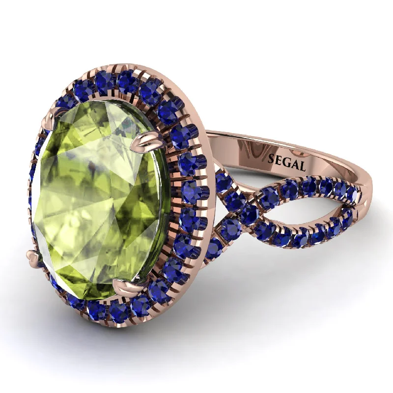 Colored Gemstone Ring for Fashion-Glamorous Oval Peridot Ring - Jordyn No. 814