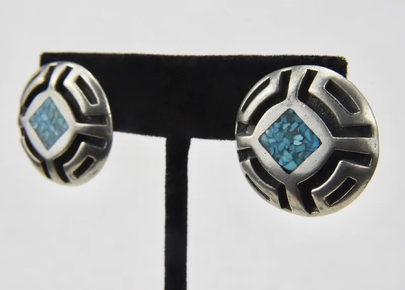 Trendy Stud Earrings for Young Women-Silver Turquoise Earrings