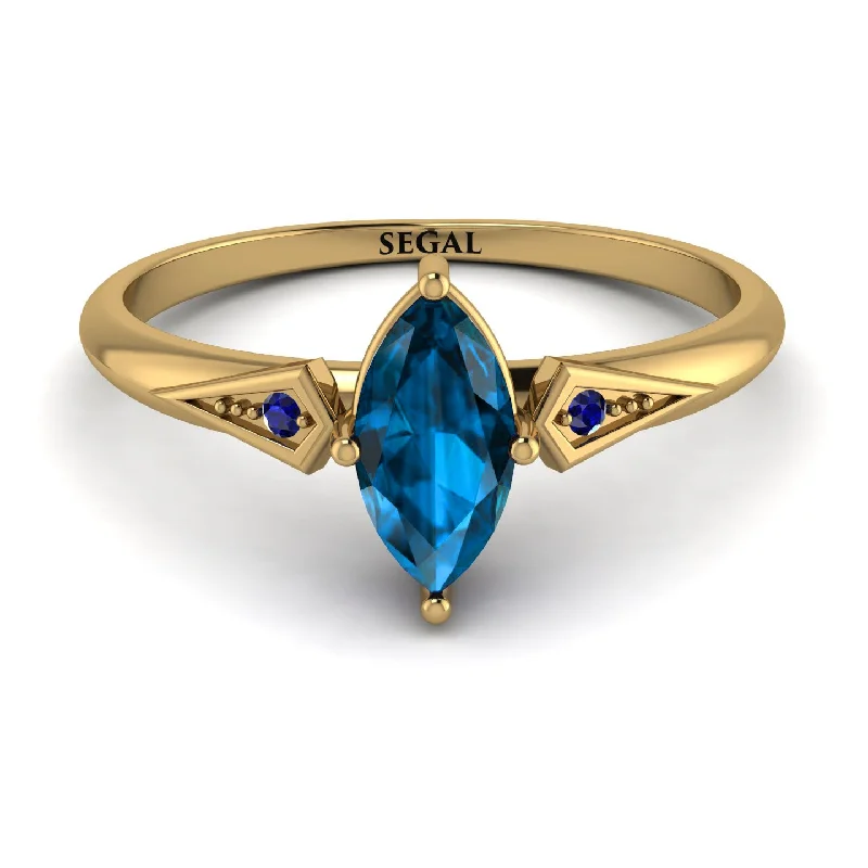 Elegant Gemstone Ring for Special Events-Marquise Blue Topaz Geometrical Engagement Ring - Reese No. 513