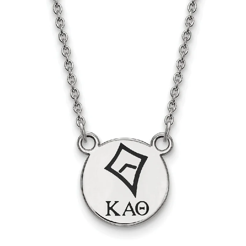 Luxury Necklace for Special Occasions-Sterling Silver Kappa Alpha Theta Small Enamel Necklace