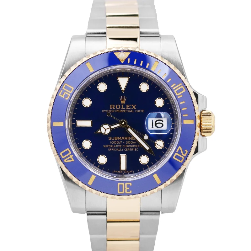 Designer Watches for Luxury Gifts-Rolex Submariner Date BLUE Two-Tone 18K Yellow Gold Steel 40mm 116613 LB Watch