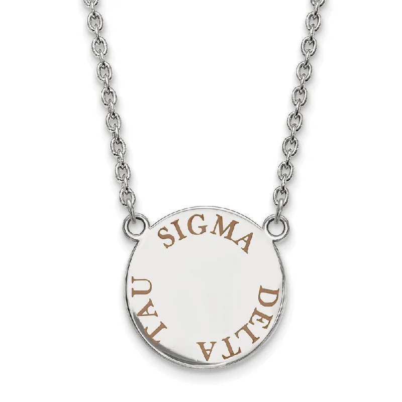 Chain Necklace for Men-Sterling Silver Sigma Delta Tau Large Lt Brown Enamel Necklace