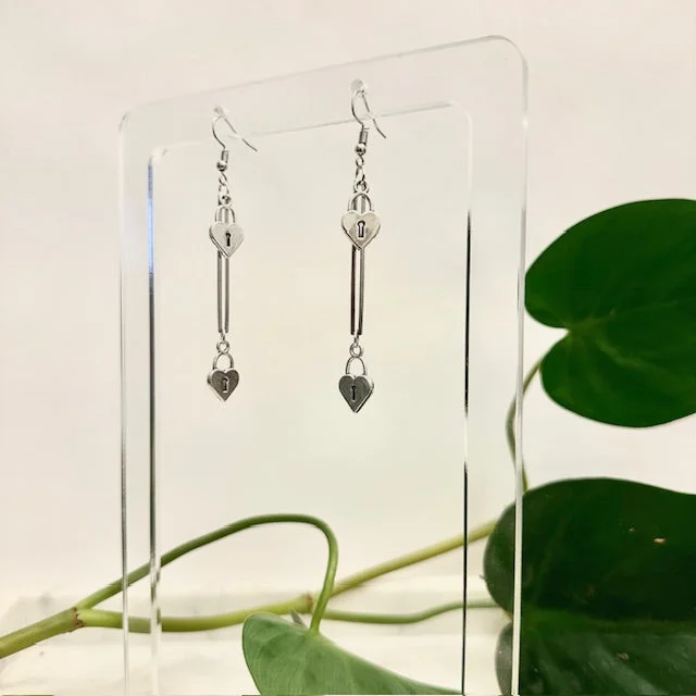 Colorful Crystal Earrings-Arch Earrings - Twin Hearts