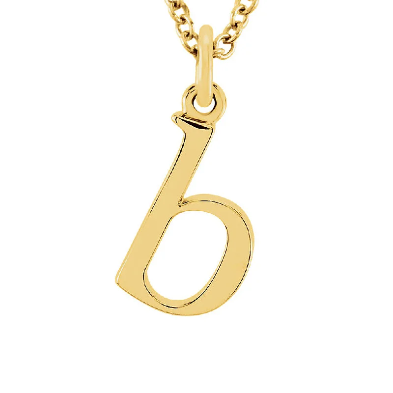 Gemstone Necklace for Wedding-The Abbey Lower Case Initial 'b' Necklace in 14k Yellow Gold, 16 Inch