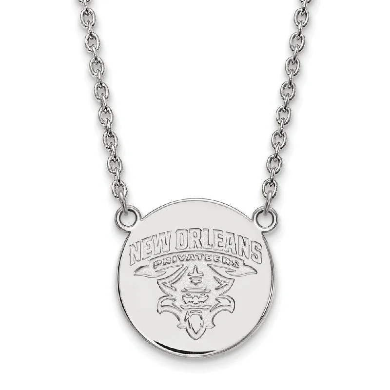 Fashionable Necklace for Young Adults-Sterling Silver U of New Orleans Large Logo Disc Necklace