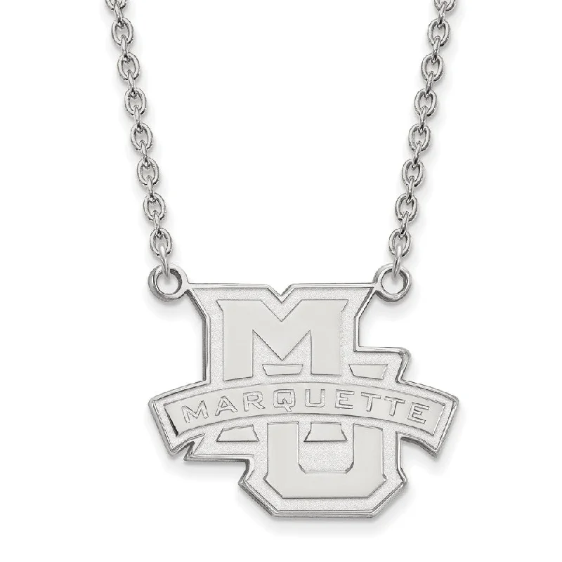 Geometric Necklace for Fashionable Women-14k White Gold Marquette U Large Pendant Necklace