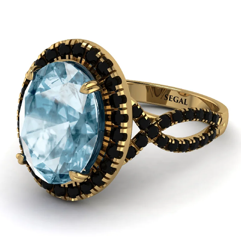 Gold Ring with Gemstones-Glamorous Oval Aquamarine Ring - Jordyn No. 407