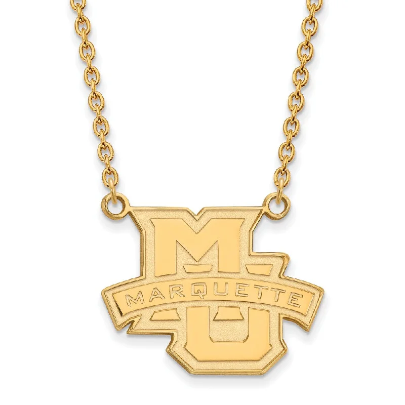 Chunky Necklace for Daytime Look-10k Yellow Gold Marquette U Large Pendant Necklace