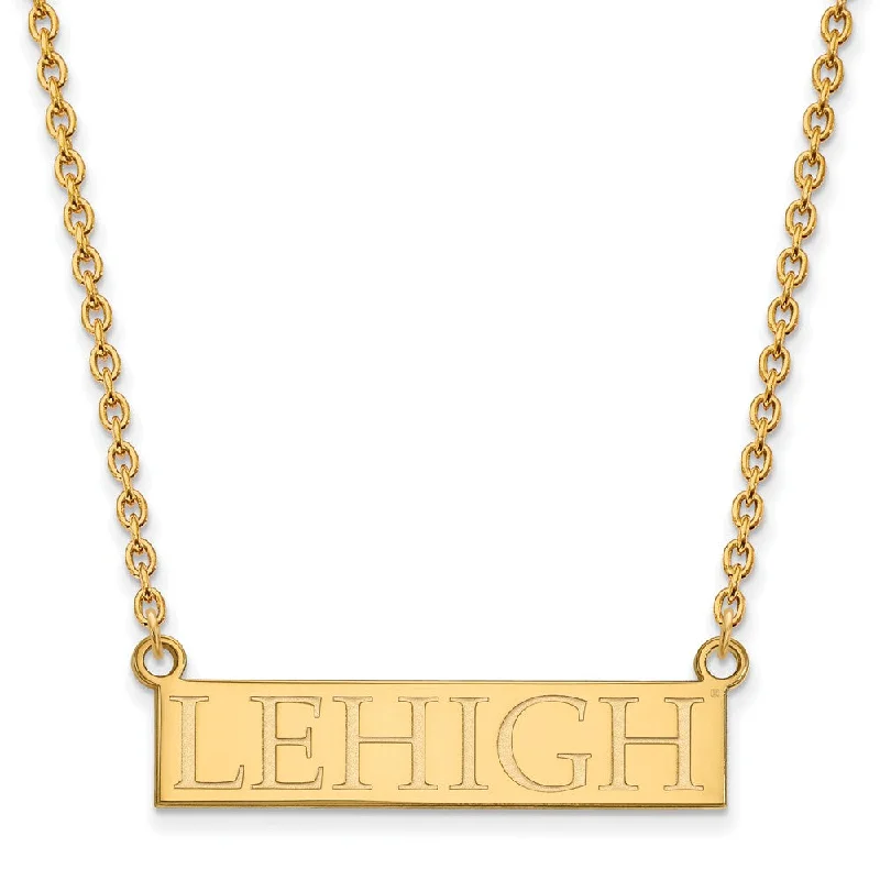 Personalized Birthstone Necklace for Mom-10k Yellow Gold Lehigh U Large Pendant Necklace