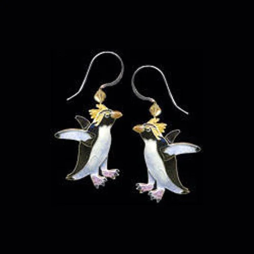 Dazzling Earrings for Night Parties-Rockhopper Penguin Cloisonne Wire Earrings