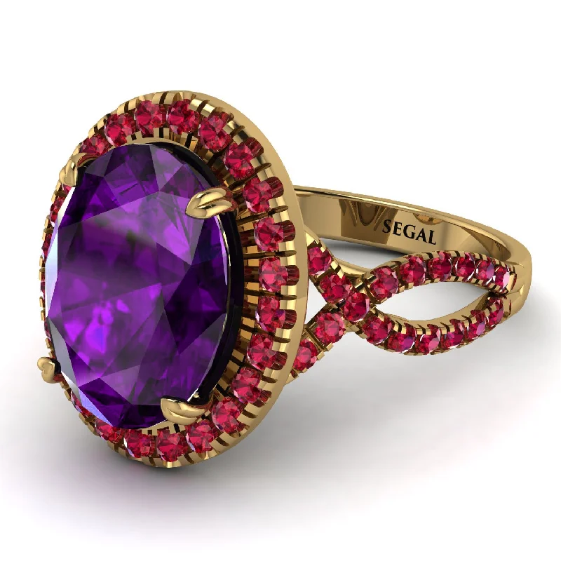 Vintage Ring with Sapphire-Glamorous Oval Amethyst Ring - Jordyn No. 310