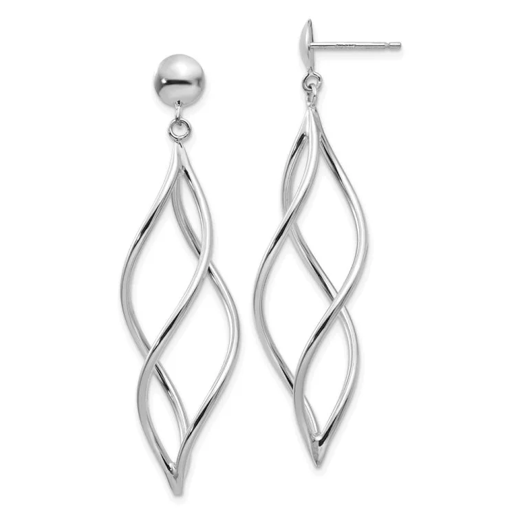 Custom Earrings for Fashion Forward Look-14k White Gold Swirl Dangle Earrings