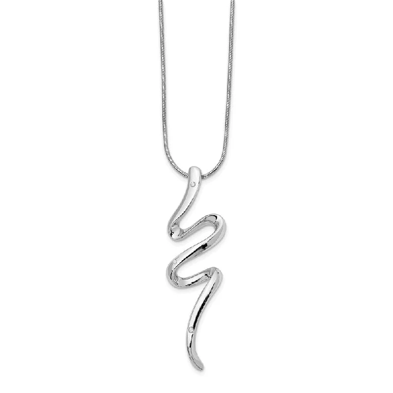 Modern Necklace for Evening Outfits-Diamond Serpentine Necklace in Rhodium Plated Silver, 18-20 Inch