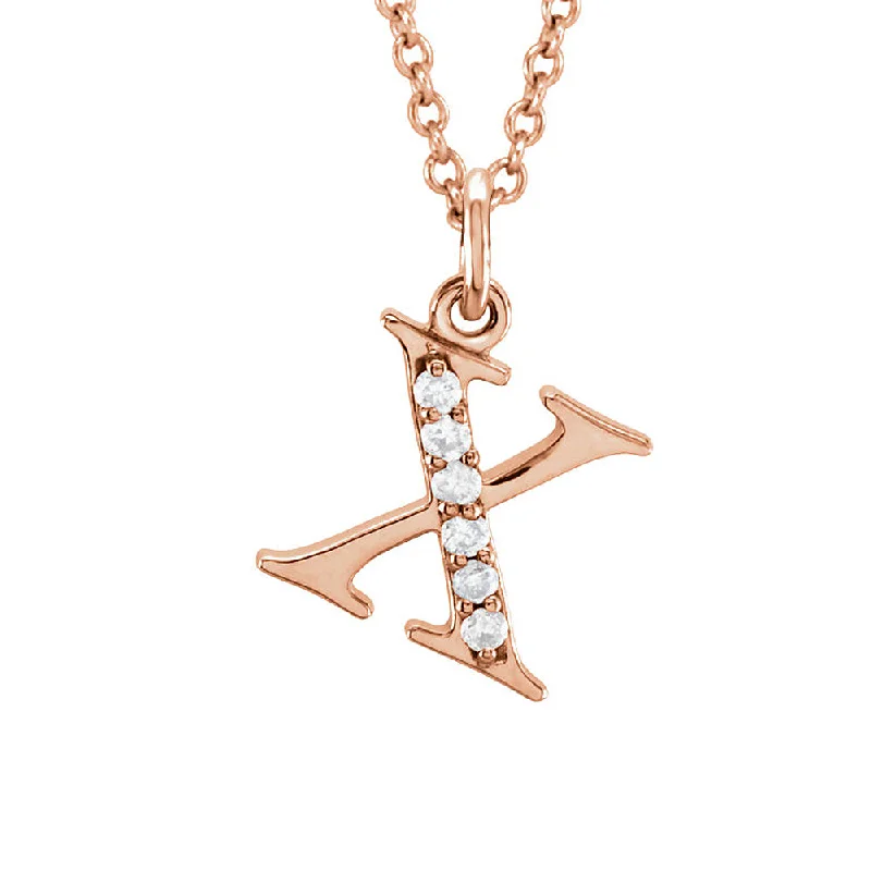 Simple Chain Necklace for Day-to-Day Look-The Abbey 14k Rose Gold Diamond Lower Case Initial 'x' Necklace 16 In