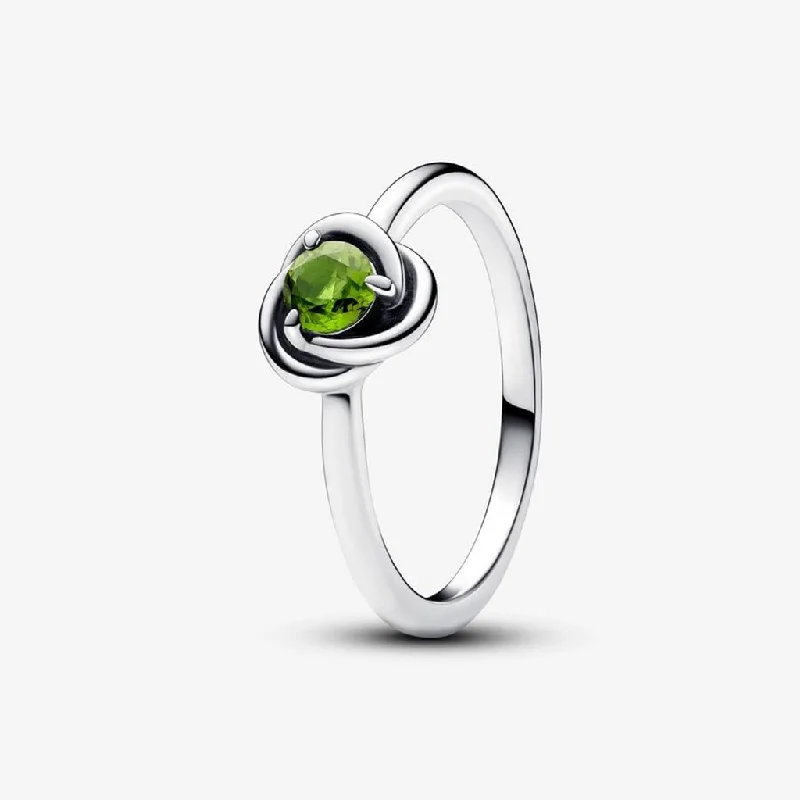 Wedding Ring with Matching Engagement Ring-PANDORA : August Spring Green Eternity Circle Ring