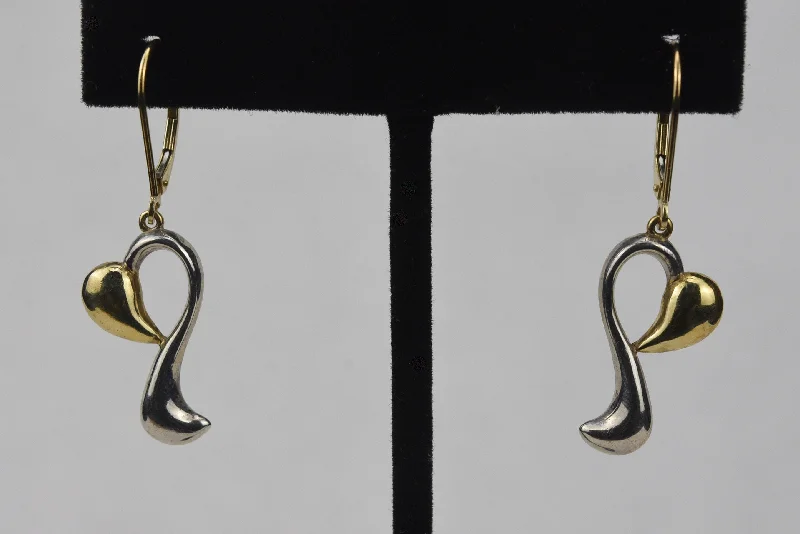 Unique Gem Earrings for Trendsetters-Sterling Silver and Gold Tone Heart Earrings