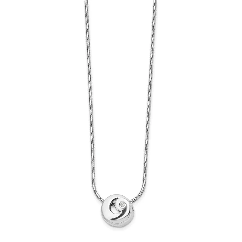 Customizable Necklace for Gifts-Diamond Swirl Necklace in Rhodium Plated Silver, 18-20 Inch