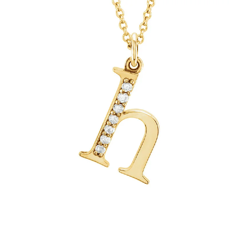 Personalized Name Pendant Necklace-The Abbey 14k Yellow Diamond Lower Case Initial 'h' Necklace 16 Inch