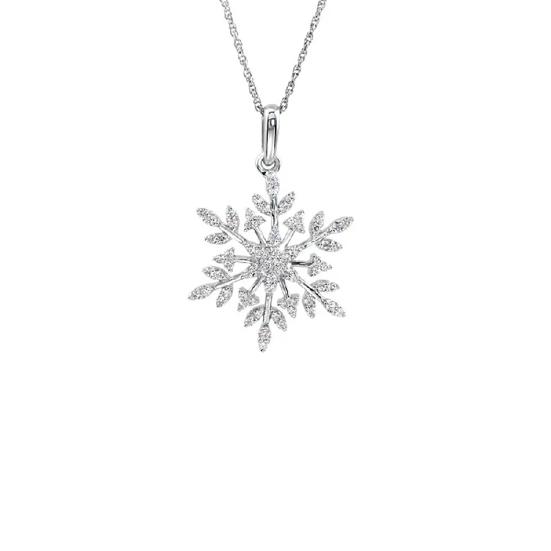 Bridal Necklace with Pearls-19mm Cubic Zirconia Snowflake Necklace in Sterling Silver, 18 Inch