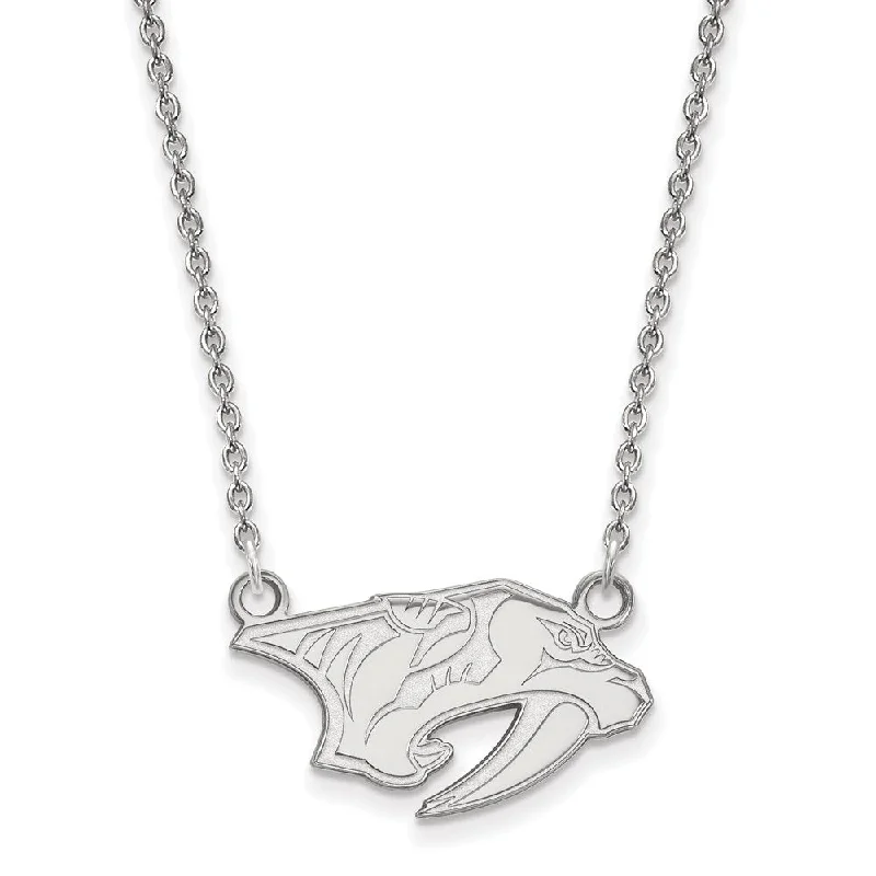 Custom Gold Necklace for Unique Style-14k White Gold NHL Nashville Predators Small Necklace, 18 Inch