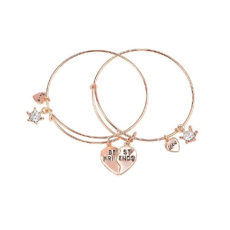 Bridal Bangles with Pearls-Mahi Rose Gold Plated Funky Best Friends Love Bracelets for Girls and Women (BRCO1100452Z)