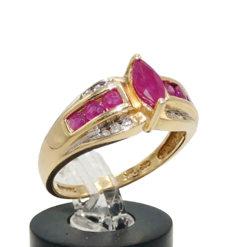 Custom Gold Ring for Special Occasions-14K Gold Ruby & Diamond Ring