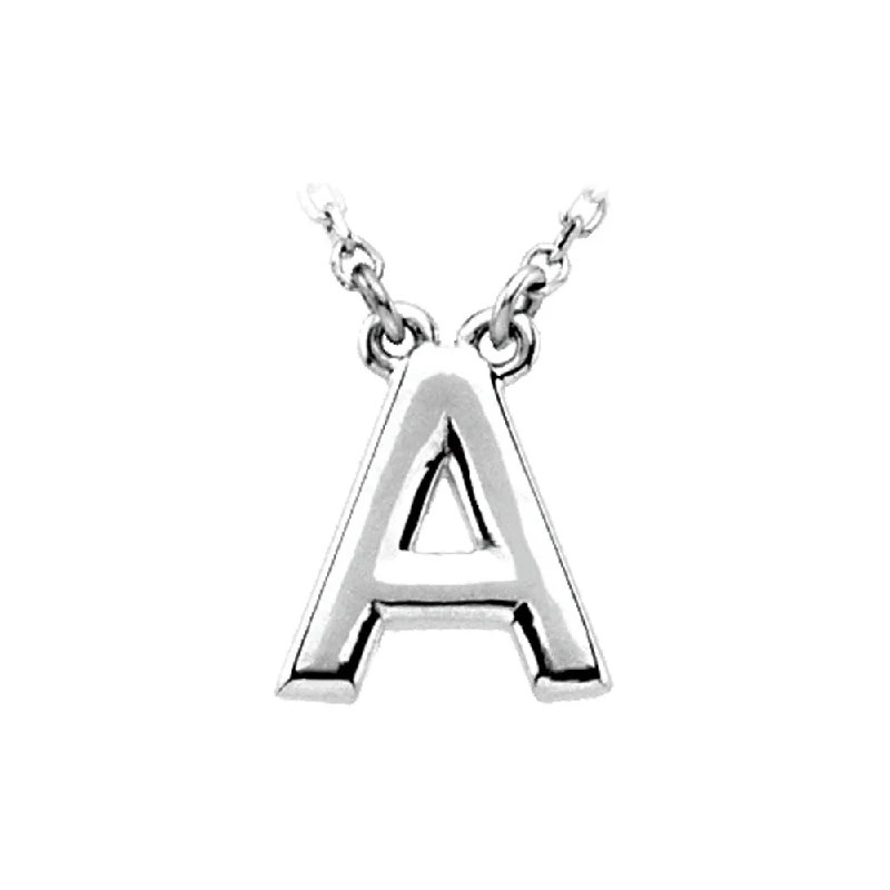 Dainty Chain Necklace for Elegant Look-Sterling Silver, Kendall Collection, Block Initial A Necklace, 16 Inch