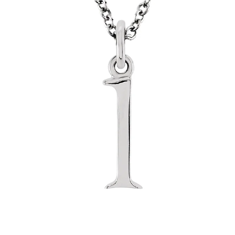 Boho Beaded Necklace for Summer-The Abbey Lower Case Initial 'l' Necklace in 14k White Gold, 16 Inch