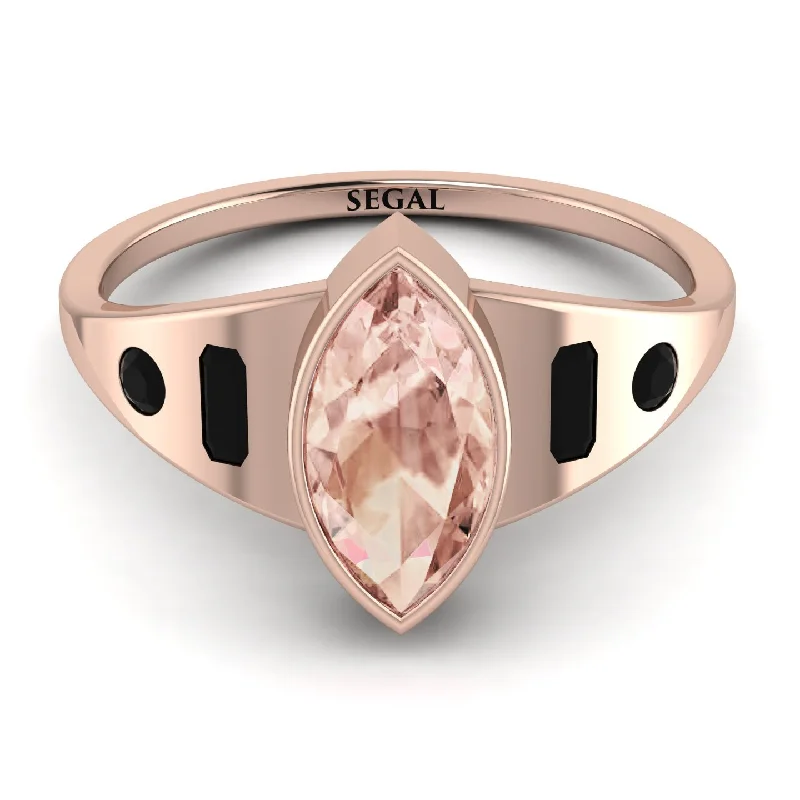 Adjustable Ring for Casual Style-Marquise Bezel Morganite Ring - Juliana No. 908