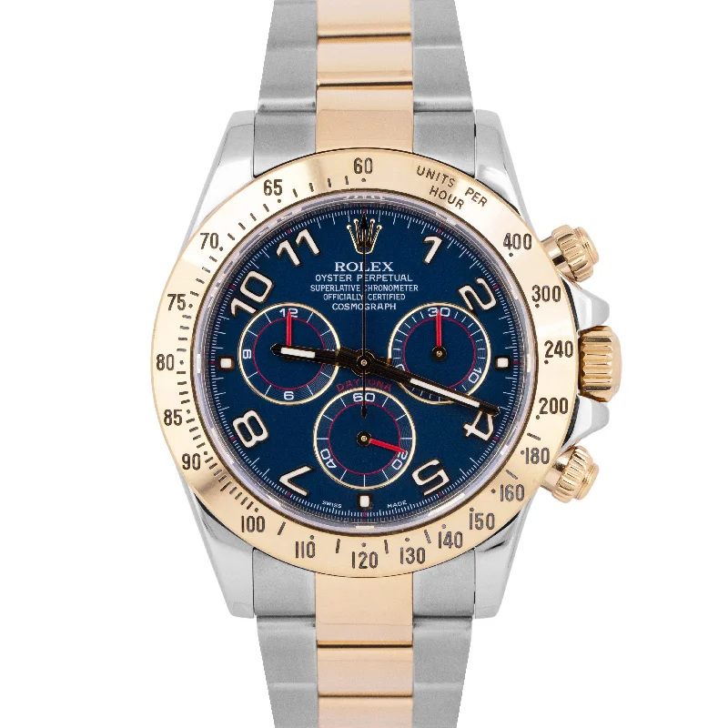 Eco-Friendly Watches for Women with Wood Straps-PAPERS Rolex Daytona Cosmograph 40mm BLUE RACING Two-Tone 18K Watch 116523 B+P