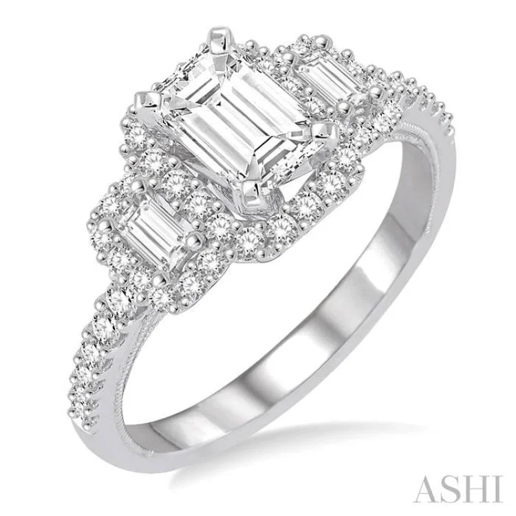 Elegant Diamond Wedding Ring-5/8 Ctw Diamond Semi-mount Engagement Ring in 14K White Gold