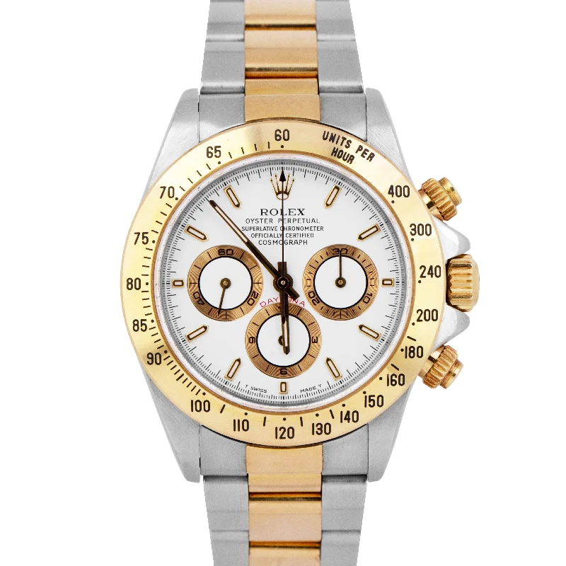 Stylish Watches with Multicolored Bands-UNPOLISHED Rolex Daytona Cosmograph 40mm White Two-Tone 18K Gold 16523 Watch