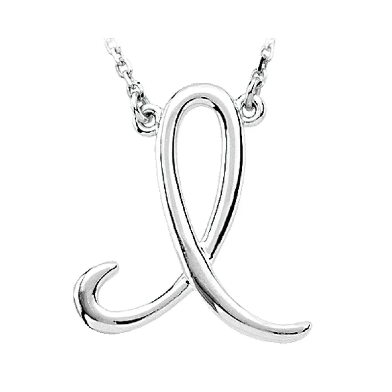 Birthstone Necklace for Family-Sterling Silver, Olivia Collection, Medium Script Initial I Necklace