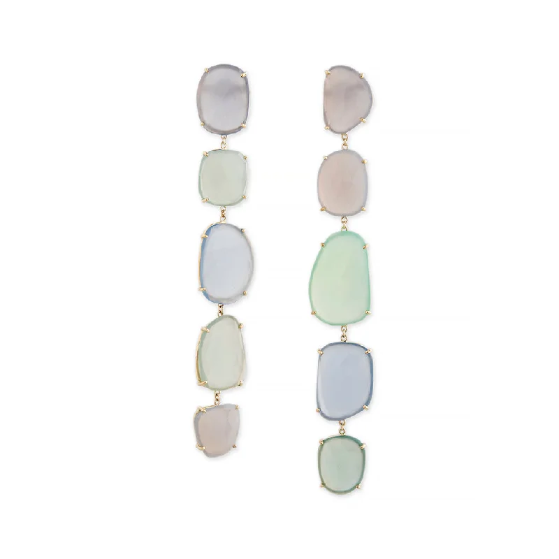 Artistic Pearl Earrings-FREEFORM SLICE CHALCEDONY EARRINGS