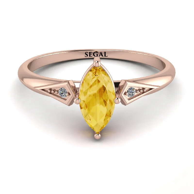 Solitaire Engagement Ring for Women-Marquise Citrine Geometrical Engagement Ring - Reese No. 602