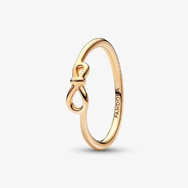 Multi-Gemstone Ring for Fashion Style-PANDORA : Infinity Knot Ring in Gold Plated