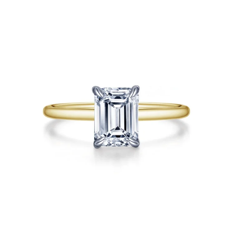 Beautiful Sapphire Ring for Women-Emerald-Cut Solitaire Engagement Ring