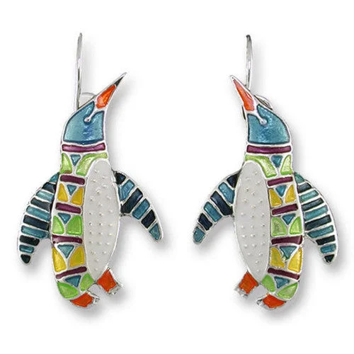 Large Silver Earrings-Penguin Radiance Earrings ( 1 " Tall)