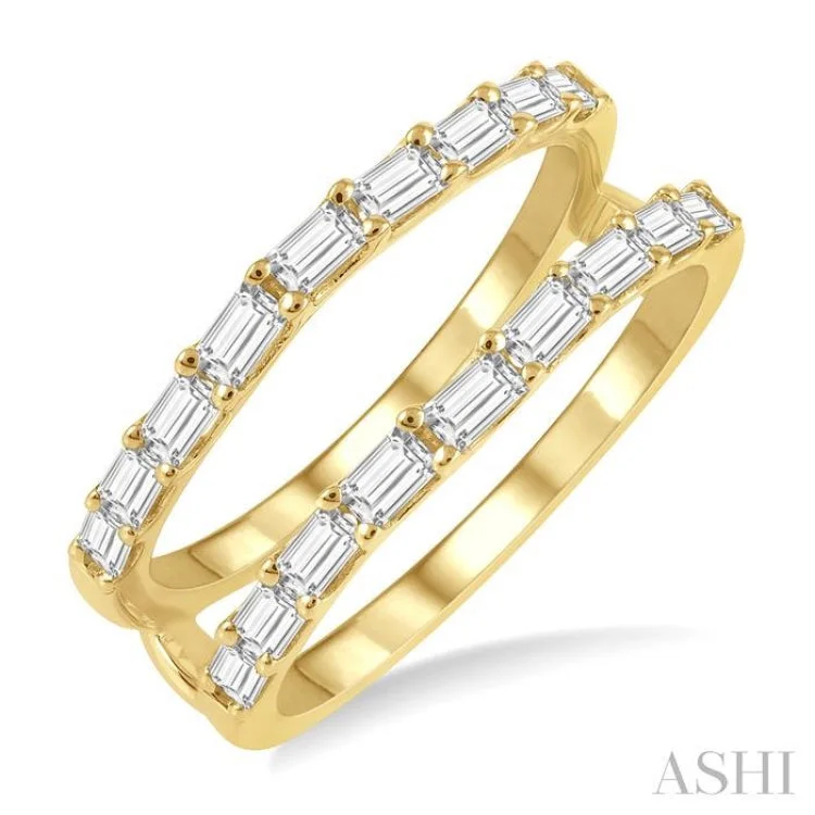 Gold Wedding Band with Diamonds-7/8 ctw Baguette Diamond Insert Ring in 14K Yellow Gold